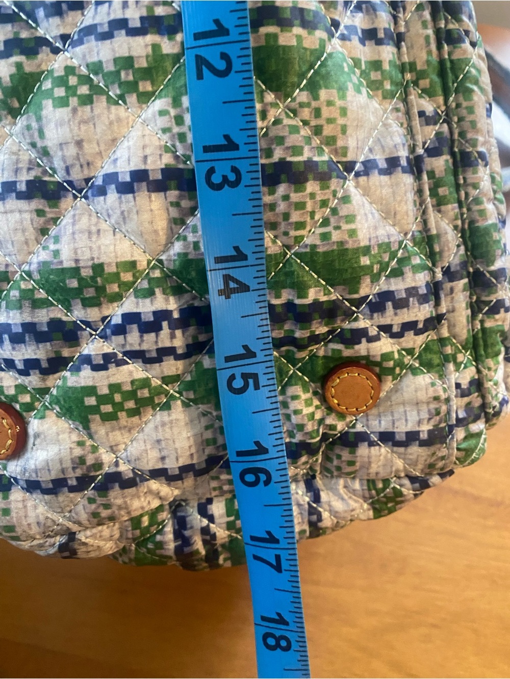 MZ Wallace Spring Plaid Gren Blue Quilted Nik Duffel Travel Bag - Picture 11 of 14